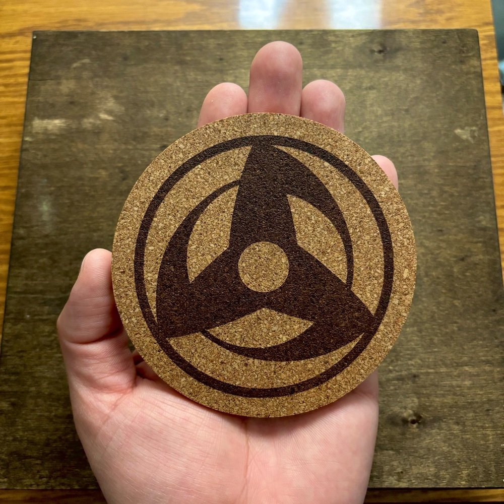 Naruto Kakashi Obito Mangekyou Sharingan Laser Engraved Cork Coaster - Picture 3 of 5